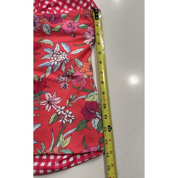 Tommy Bahama Halter Reversible Tankini Coral Summer Floral Gingham Swim Top - Picture 10 of 10